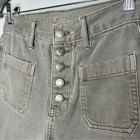 American Eagle Wide Leg Crop Jeans Army Green 00 - Picture 2 of 5